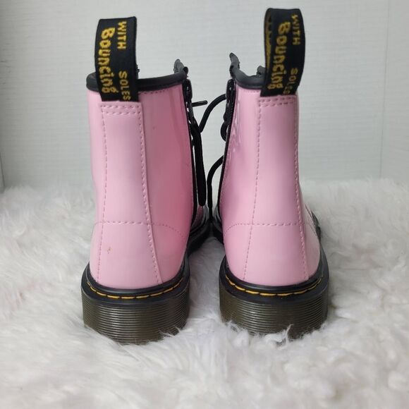Dr. Martens Air Wair Kids Combat Boots Size 3 Pink Patent Boots Bouncing Soles - Picture 4 of 9